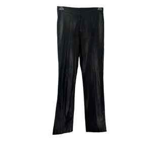 Ralph Lauren Lamb Skin Pants Leather Black Size 4 Black Label Straight Leg Chic